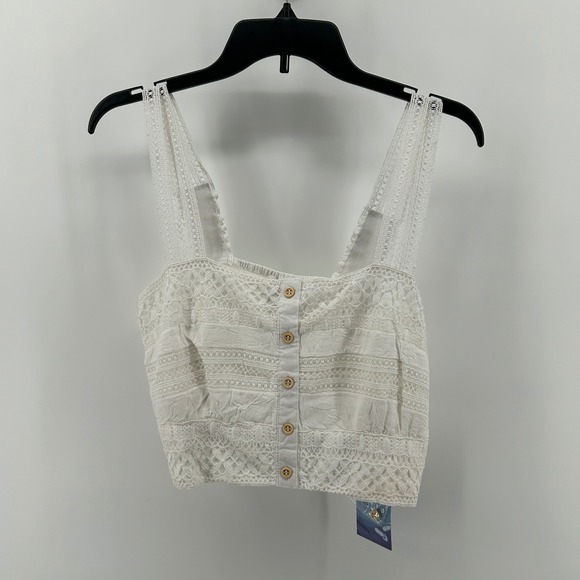 Goa Beachwear by Japna Tops - Goa Beachwear by Japna White Lace Crochet Crop Top XL NWT Boho Festival Coastal